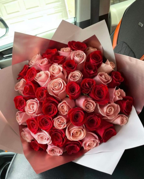 50 Rosas Rojas y Rosadas Importadas